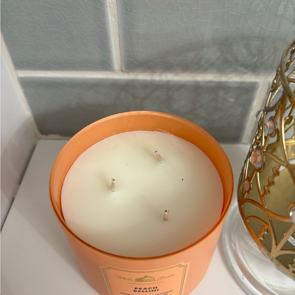 Bath & Body Works Gold Gem Glass Pedestal 3-Wick Candle Holder with new candle - Picture 4 of 8